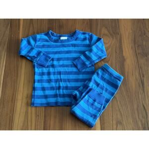 Hanna Andersson Deep Blue Sea Stripe Organic Long John Pajama Set Size 18-24mo